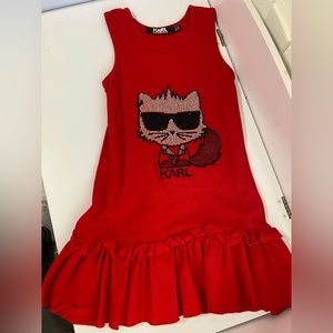 Karl Lagerfeld girl red dress